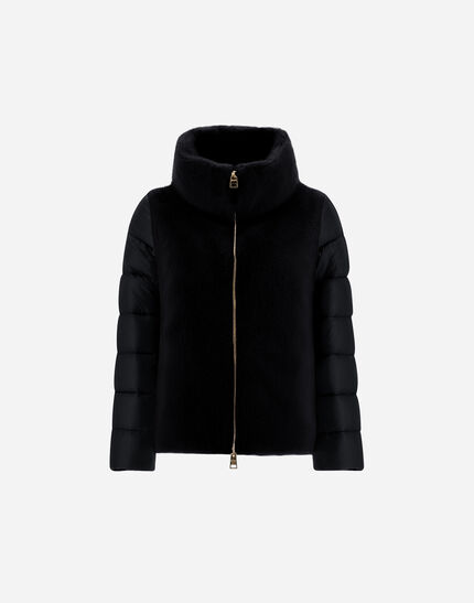 CAPE IN NYLON ULTRALIGHT AND LADY ALTERNATIVE FUR Black