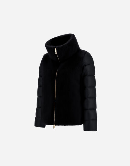 CAPE IN NYLON ULTRALIGHT AND LADY ALTERNATIVE FUR Black