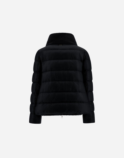 CAPE IN NYLON ULTRALIGHT AND LADY ALTERNATIVE FUR Black