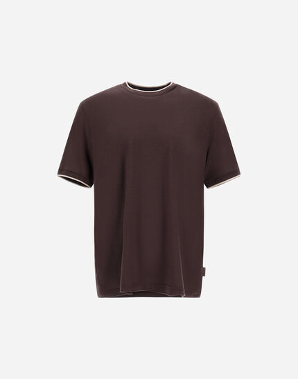 T-SHIRT IN SOFT WOOL JERSEY Dark Chocolate