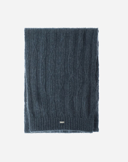 RESORT SCARF IN CABLE KNIT ALPACA WOOL Midnight Teal