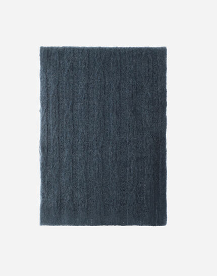 RESORT SCARF IN CABLE KNIT ALPACA WOOL Midnight Teal