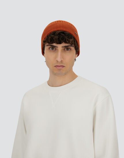 BEANIE IN DOUBLE RIB WOOL Orange 5 BEANIE IN DOUBLE RIB WOOL Orange