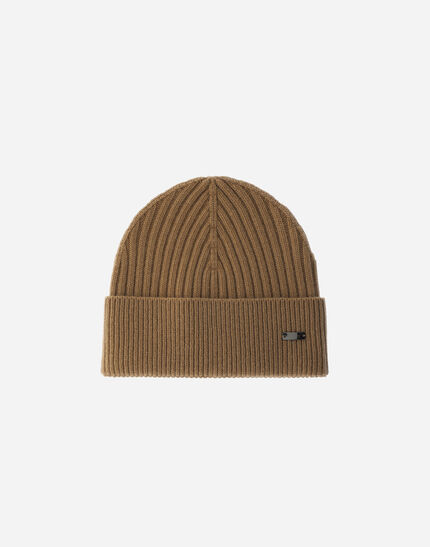 BEANIE IN DOUBLE RIB WOOL Camel