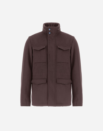 FIELD JACKET IN WOOL, CASHMERE AND ECOAGE Dark Chocolate 1 FIELD JACKET IN WOOL, CASHMERE AND ECOAGE Dark Chocolate
