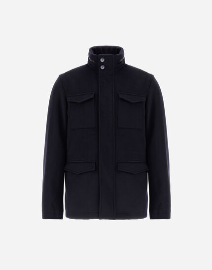 FIELD JACKET IN WOOL, CASHMERE AND ECOAGE Navy Blue