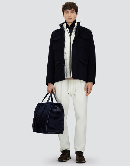 FIELD JACKET IN WOOL, CASHMERE AND ECOAGE Navy Blue
