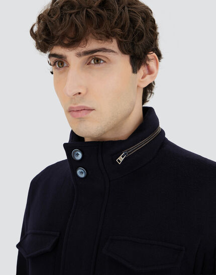 FIELD JACKET IN WOOL, CASHMERE AND ECOAGE Navy Blue 3 FIELD JACKET IN WOOL, CASHMERE AND ECOAGE Navy Blue