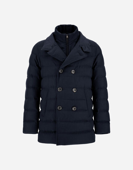 PEA COAT IN NORFOLK WOOL BLEND Navy Blue