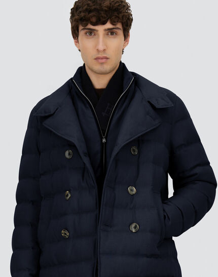 PEA COAT IN NORFOLK WOOL BLEND Navy Blue