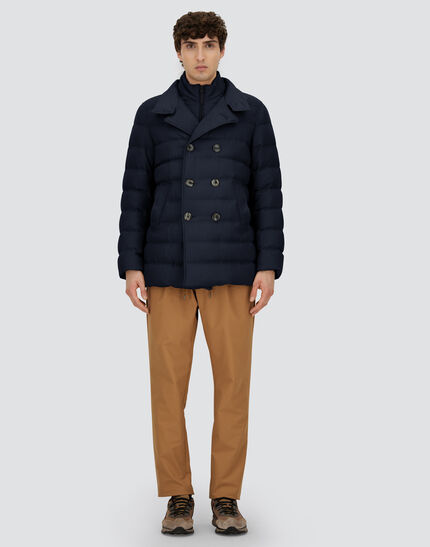 PEA COAT IN NORFOLK WOOL BLEND Navy Blue
