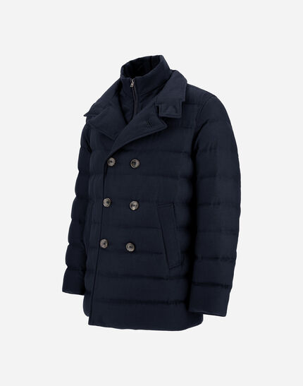 PEA COAT IN NORFOLK WOOL BLEND Navy Blue