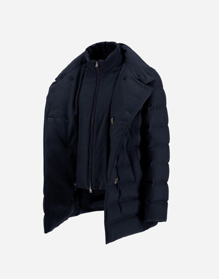 PEA COAT IN NORFOLK WOOL BLEND Navy Blue