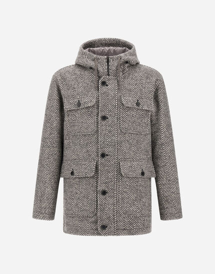 LONG PARKA IN HERRINGBONE R-WOOL Light Grey 1 LONG PARKA IN HERRINGBONE R-WOOL Light Grey