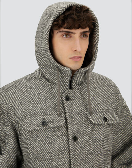LONG PARKA IN HERRINGBONE R-WOOL Light Grey 3 LONG PARKA IN HERRINGBONE R-WOOL Light Grey