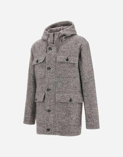 LONG PARKA IN HERRINGBONE R-WOOL Light Grey 5 LONG PARKA IN HERRINGBONE R-WOOL Light Grey