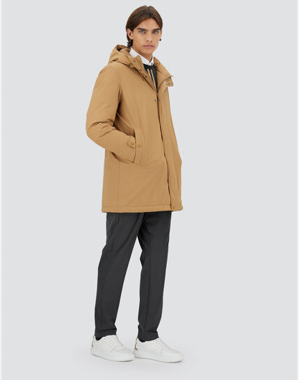 STRETCH SWEATER PARKA Camel 2 STRETCH SWEATER PARKA Camel