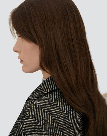 COAT IN HERRINGBONE R-WOOL Black/White