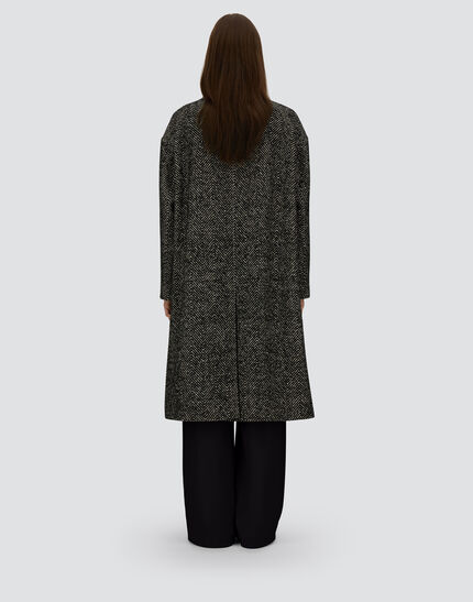 COAT IN HERRINGBONE R-WOOL Black/White