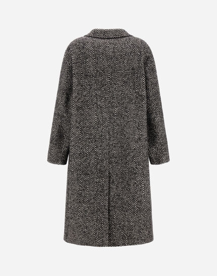 COAT IN HERRINGBONE R-WOOL Black/White