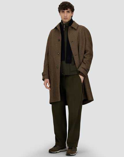COAT IN HOUNDSTOOTH MELTON Olive Green 2 COAT IN HOUNDSTOOTH MELTON Olive Green