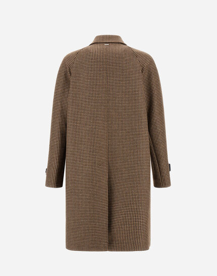 COAT IN HOUNDSTOOTH MELTON Olive Green 7 COAT IN HOUNDSTOOTH MELTON Olive Green