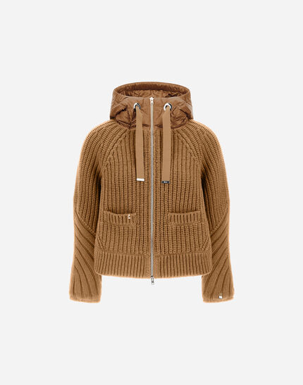 CARDIGAN IN COB STITCH WOOL AND NYLON ULTRALIGHT Camel