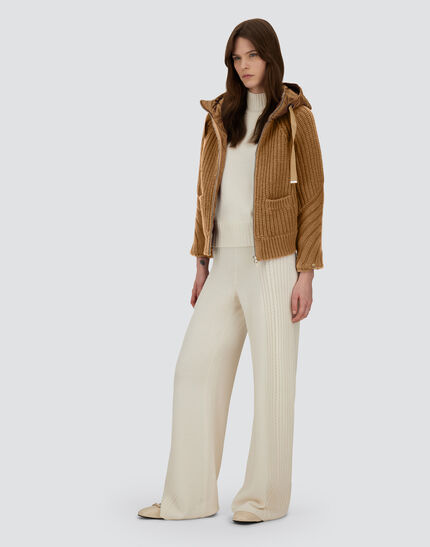 CARDIGAN IN COB STITCH WOOL AND NYLON ULTRALIGHT Camel