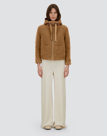 CARDIGAN IN COB STITCH WOOL AND NYLON ULTRALIGHT Camel