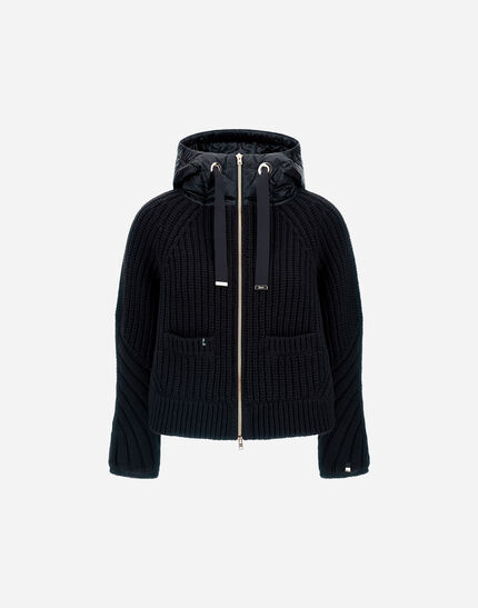 CARDIGAN IN COB STITCH WOOL AND NYLON ULTRALIGHT Navy Blue