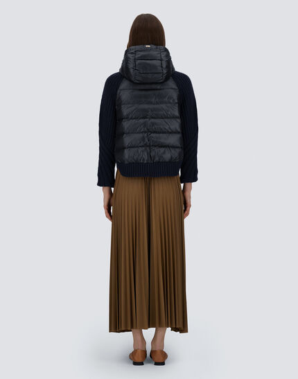 CARDIGAN IN COB STITCH WOOL AND NYLON ULTRALIGHT Navy Blue