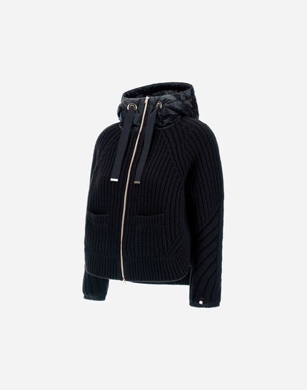 CARDIGAN IN COB STITCH WOOL AND NYLON ULTRALIGHT Navy Blue