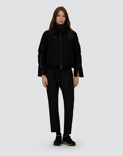 CAPE IN TECH HOUNDSTOOTH AND 2-LAYER WINDSTOPPER Black