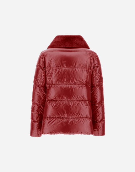 JACKET IN NYLON ULTRALIGHT AND LADY ALTERNATIVE FUR Bordeaux 3 JACKET IN NYLON ULTRALIGHT AND LADY ALTERNATIVE FUR Bordeaux