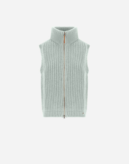 VEST IN COB STITCH WOOL Sage 1 VEST IN COB STITCH WOOL Sage