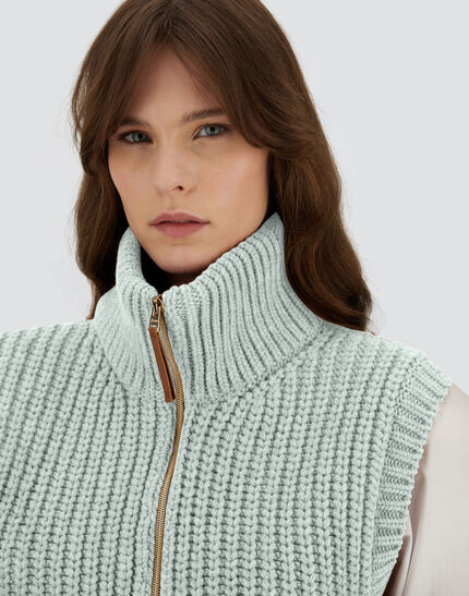 VEST IN COB STITCH WOOL Sage 3 VEST IN COB STITCH WOOL Sage