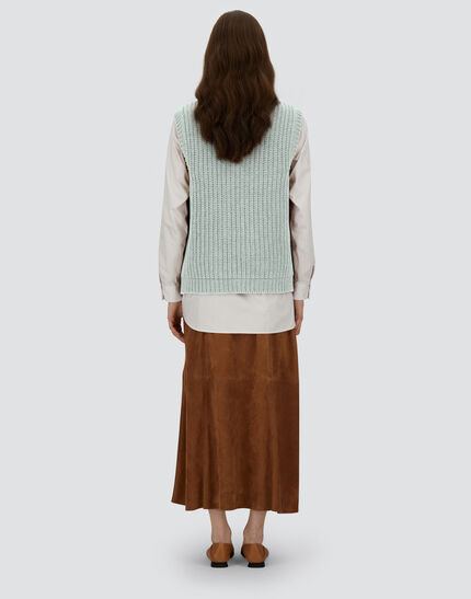 VEST IN COB STITCH WOOL Sage 5 VEST IN COB STITCH WOOL Sage