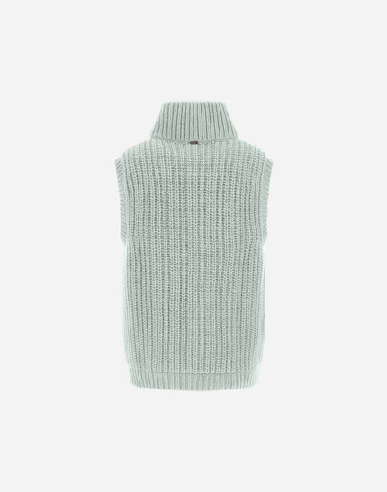VEST IN COB STITCH WOOL Sage 7 VEST IN COB STITCH WOOL Sage
