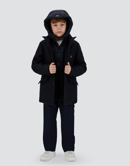COAT IN ECOWOOL AND NYLON CHAMONIX New Blue