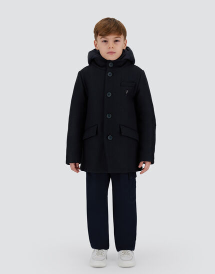 COAT IN ECOWOOL AND NYLON CHAMONIX New Blue