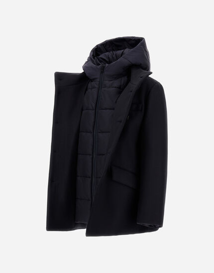 COAT IN ECOWOOL AND NYLON CHAMONIX New Blue