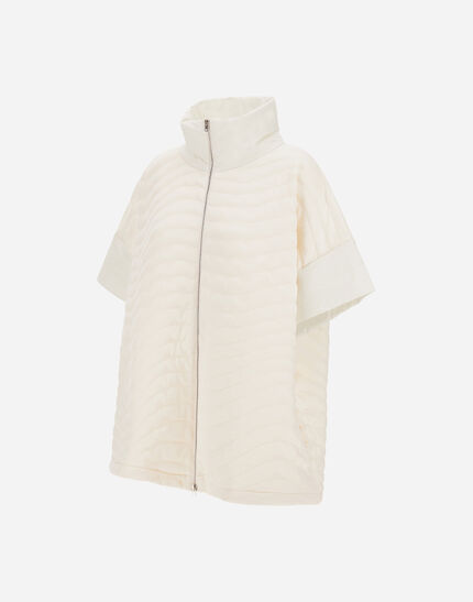 RESORT PONCHO IN PADDED WAVE SWEATER & LIGHT STRETCH NYLON Natural