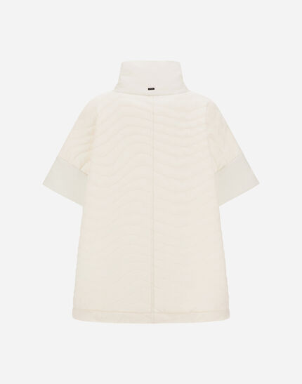RESORT PONCHO IN PADDED WAVE SWEATER & LIGHT STRETCH NYLON Natural