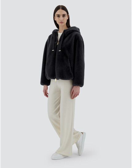 SWEATSHIRT IN FAUX MINK FUR Black 2 SWEATSHIRT IN FAUX MINK FUR Black