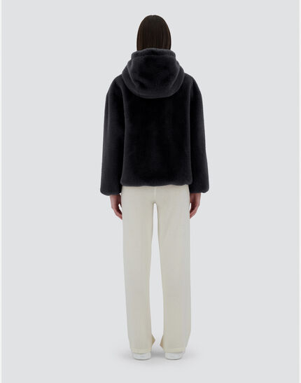 SWEATSHIRT IN FAUX MINK FUR Black 7 SWEATSHIRT IN FAUX MINK FUR Black