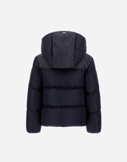 JACKET IN NYLON CHAMONIX AND HERRINGBONE WOOL FLANNEL Navy Blue
