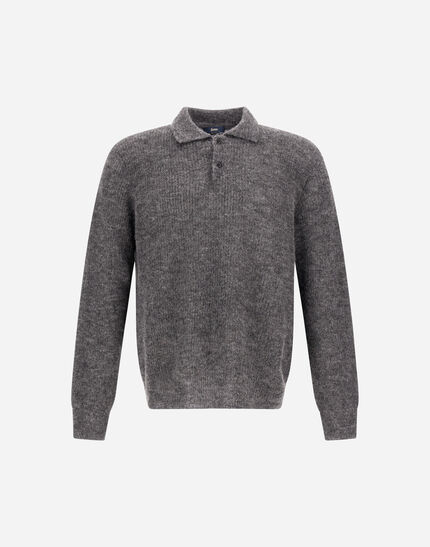 POLO SHIRT IN COB STITCH ALPACA WOOL Grey