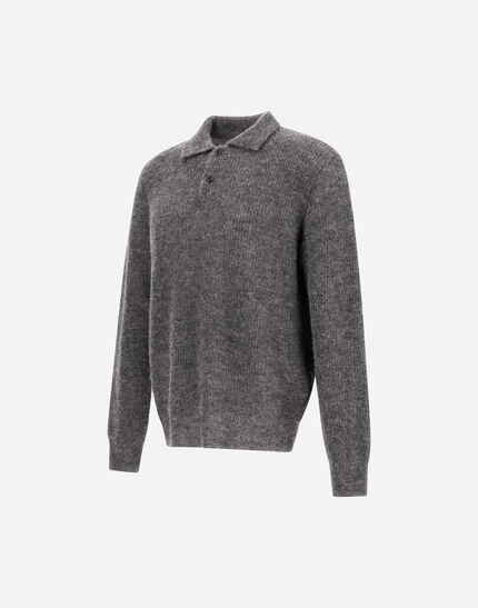 POLO SHIRT IN COB STITCH ALPACA WOOL Grey 5 POLO SHIRT IN COB STITCH ALPACA WOOL Grey