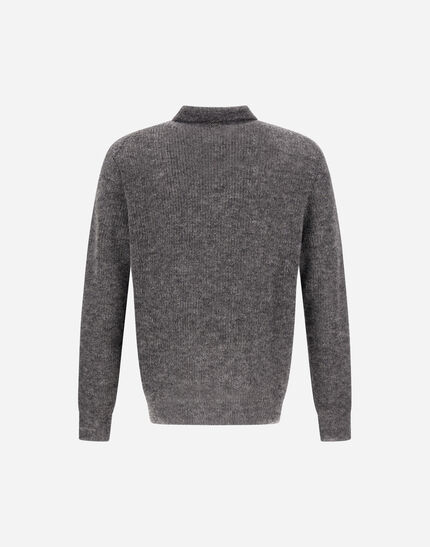 POLO SHIRT IN COB STITCH ALPACA WOOL Grey 6 POLO SHIRT IN COB STITCH ALPACA WOOL Grey