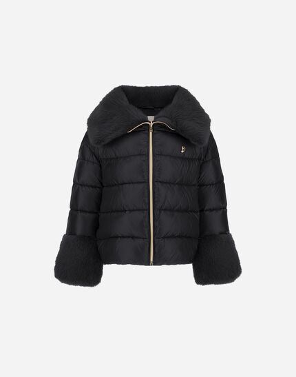 JACKET IN NYLON ULTRALIGHT AND LADY ALTERNATIVE FUR Black 1 JACKET IN NYLON ULTRALIGHT AND LADY ALTERNATIVE FUR Black